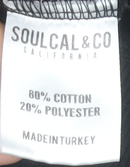 SoulCal & Co Women Black Large Pullover Hoodie 80% Cotton Logo Print