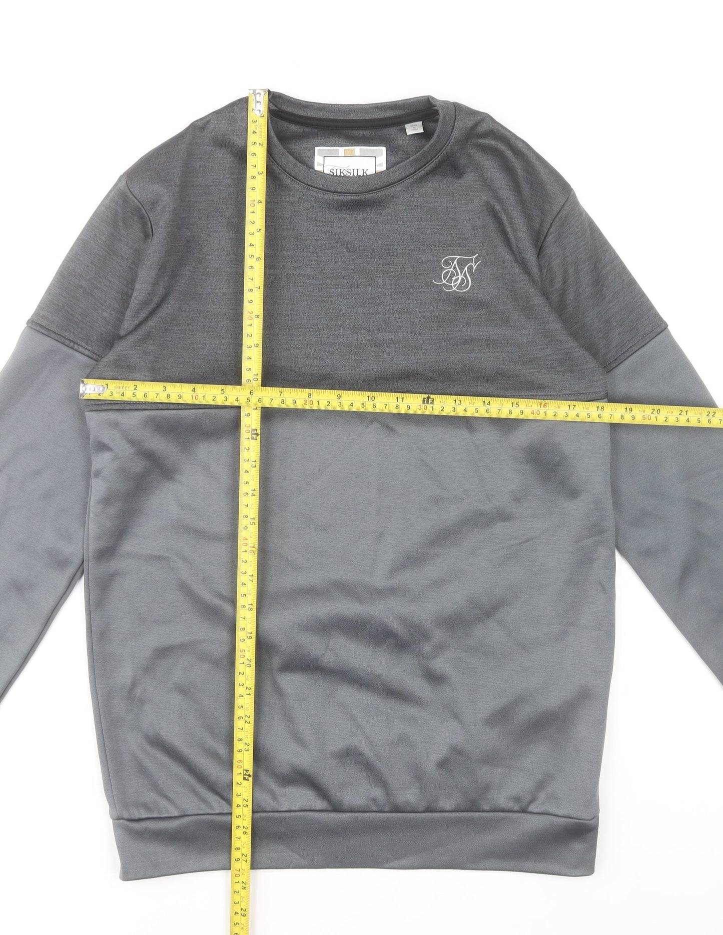 SikSilk Men's Grey Pullover Sweatshirt Size S Regular Fit