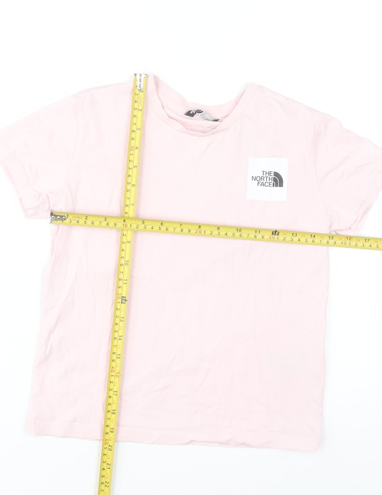 The North Face Boys Pink Logo T-Shirt 12 Years Cotton Outdoor Casual Top