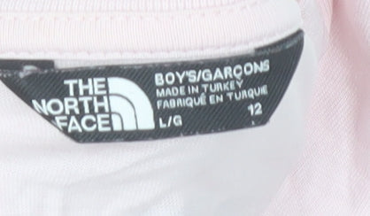 The North Face Boys Pink Logo T-Shirt 12 Years Cotton Outdoor Casual Top