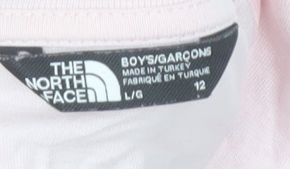 The North Face Boys Pink Logo T-Shirt 12 Years Cotton Outdoor Casual Top