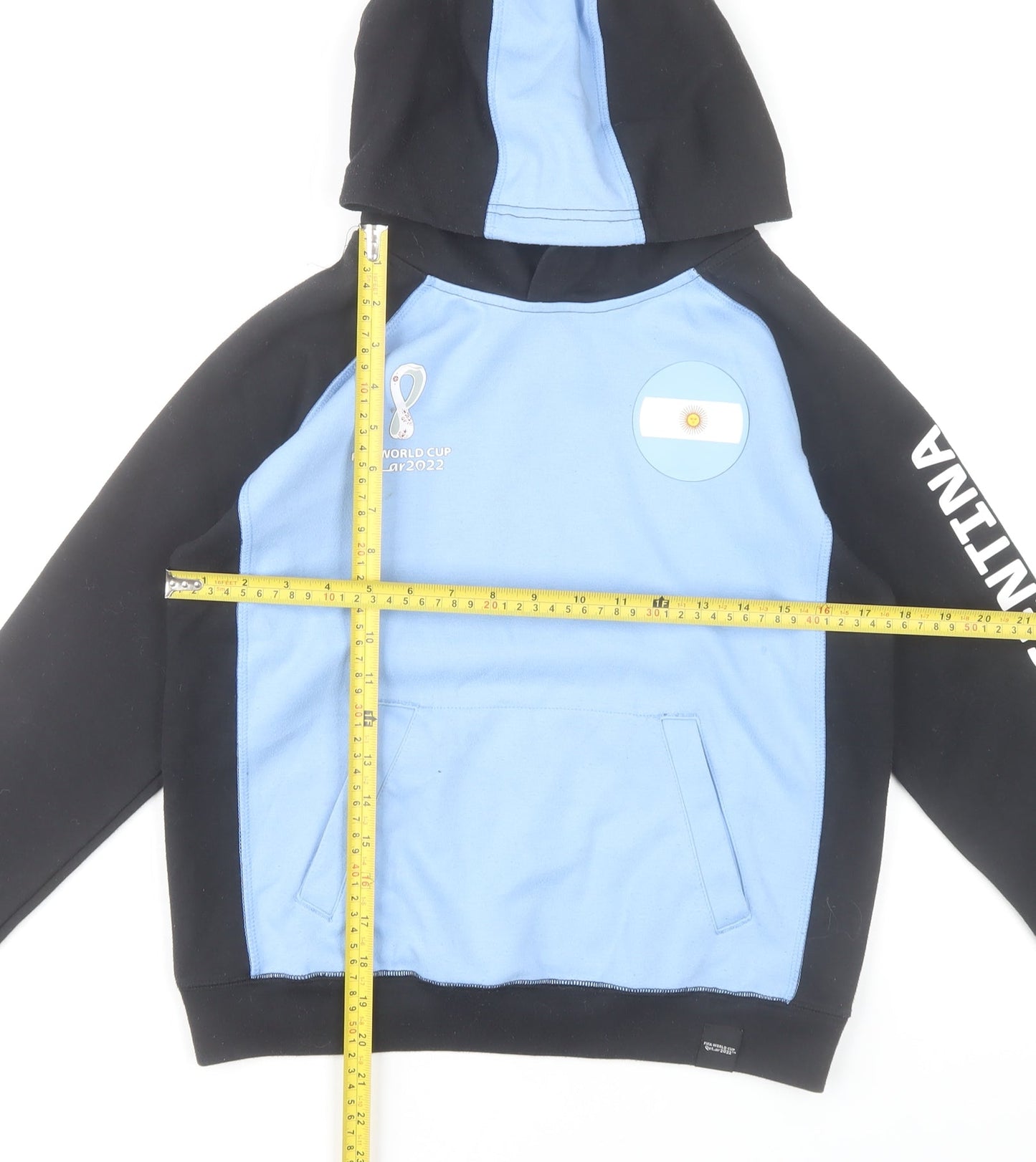 FIFA World Cup Qatar 2022 Boys Argentina Blue Black Pullover Hoodie Size 10/12