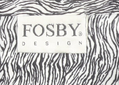 Fosby Women’s Grey Animal Print Button-Up Long Sleeve Shirt Size 16