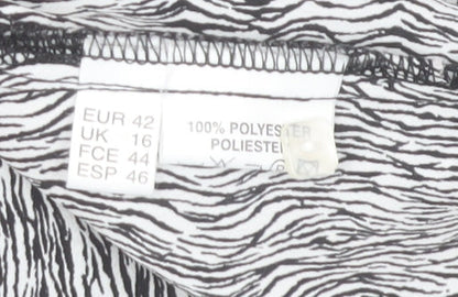 Fosby Women’s Grey Animal Print Button-Up Long Sleeve Shirt Size 16