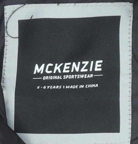 McKenzie Boys Black Hooded Puffer Jacket 5-6 Years Polyester Lined Zip Up