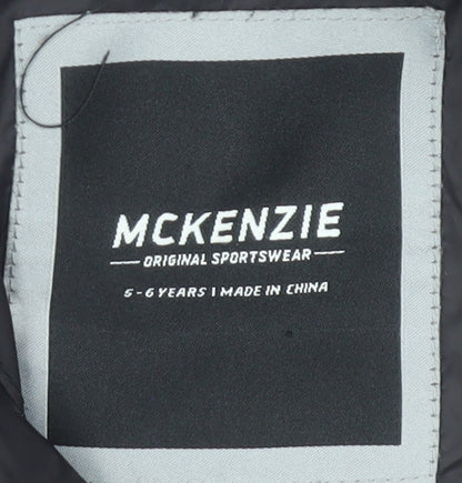 McKenzie Boys Black Hooded Puffer Jacket 5-6 Years Polyester Lined Zip Up