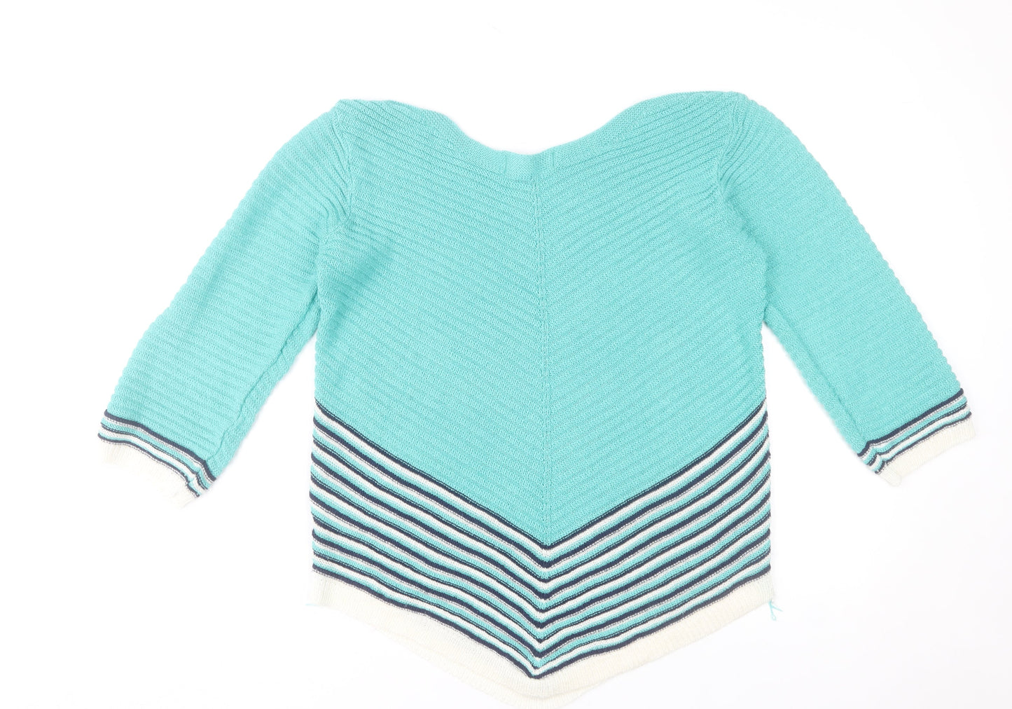 Gerard Womens Blue Striped V-Neck Knit Pullover Jumper Size L
