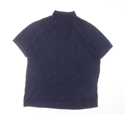 Jasper Conran Men's Navy Blue Textured Cotton Polo Shirt XL