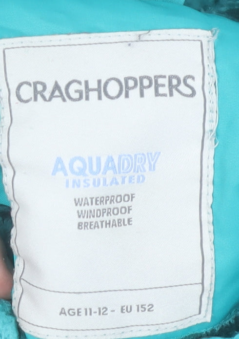 Craghoppers Girls Blue Hooded Waterproof Insulated Puffer Jacket 11-12 Years