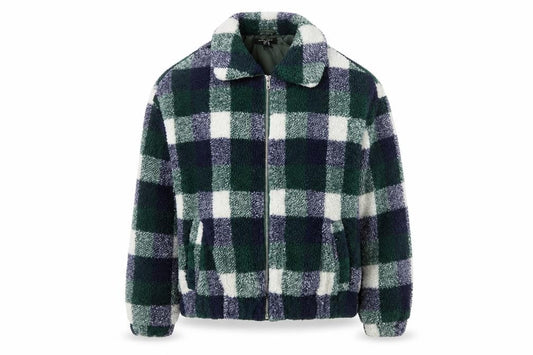 New Look Women’s Multicoloured Check Fleece Bomber Jacket Size S