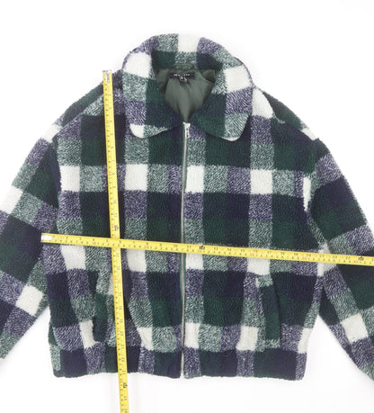 New Look Women’s Multicoloured Check Fleece Bomber Jacket Size S
