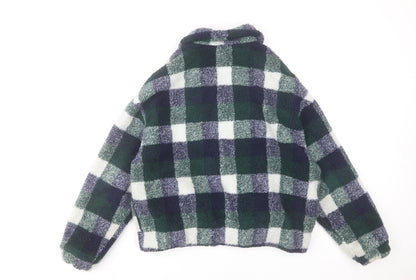 New Look Women’s Multicoloured Check Fleece Bomber Jacket Size S