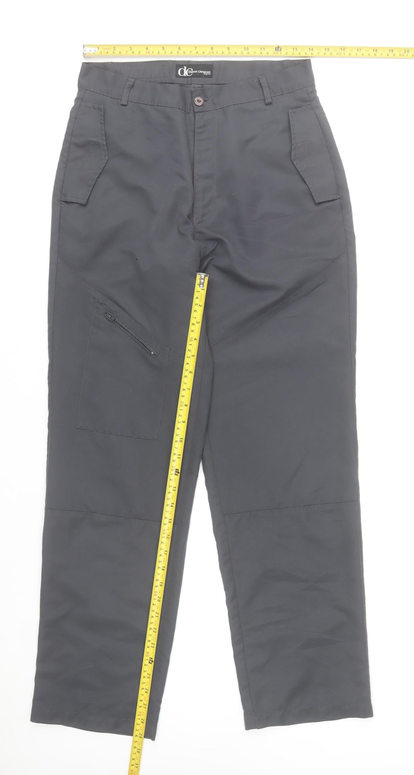 Daniel Christian Men's Black Cargo Trousers 30R Polyester Workwear