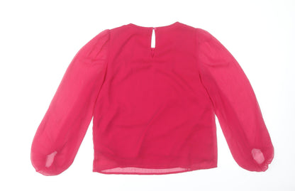 Vila Women's Pink Chiffon Long Sleeve Tunic Blouse Size 10