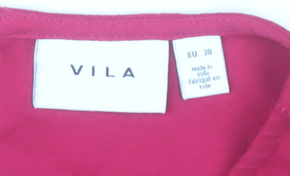 Vila Women's Pink Chiffon Long Sleeve Tunic Blouse Size 10
