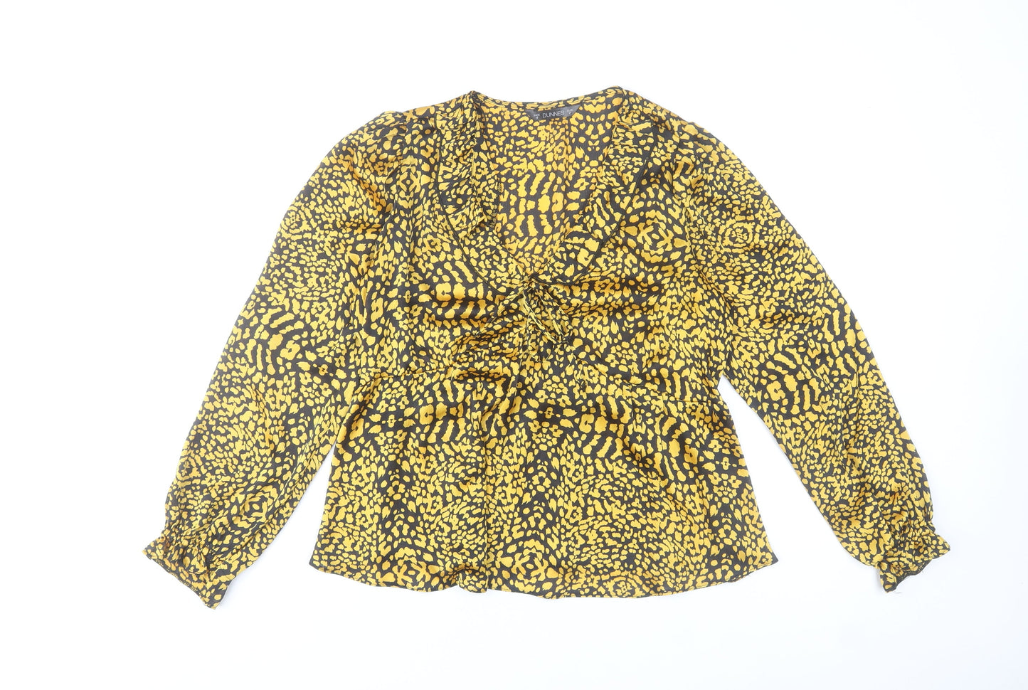 Dunnes Women’s Yellow Animal Print Chiffon Tunic Blouse Size 12