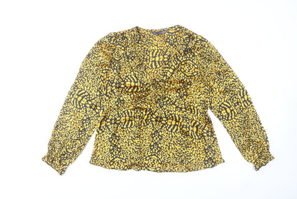 Dunnes Women’s Yellow Animal Print Chiffon Tunic Blouse Size 12