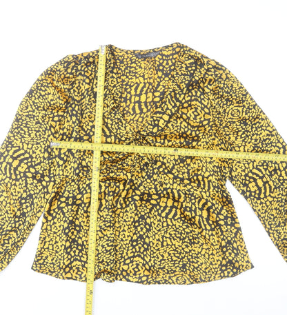 Dunnes Women’s Yellow Animal Print Chiffon Tunic Blouse Size 12