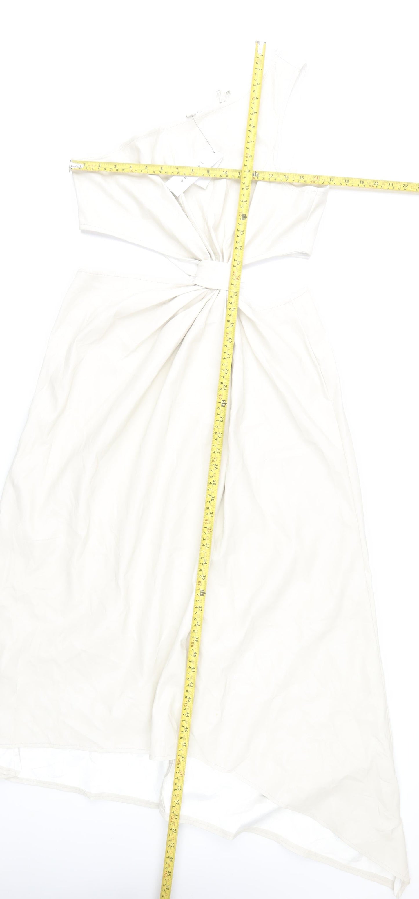 Topshop Women Ivory One Shoulder Asymmetric Midi Dress Size 14