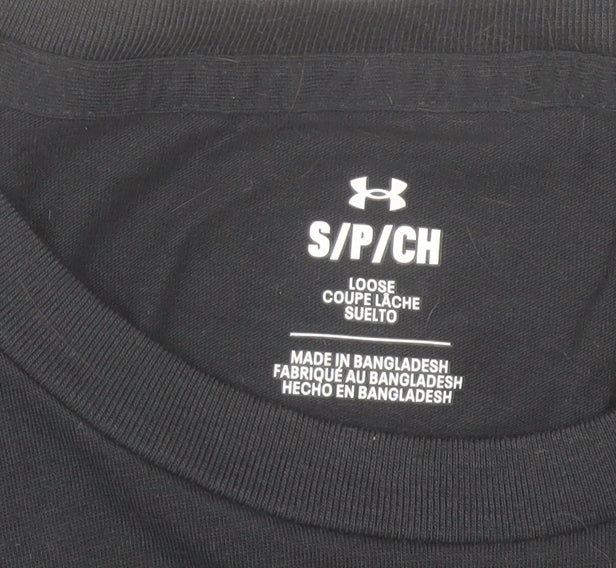 Under Armour Men's Black Loose Fit Cotton Blend Crew Neck T-Shirt Size S