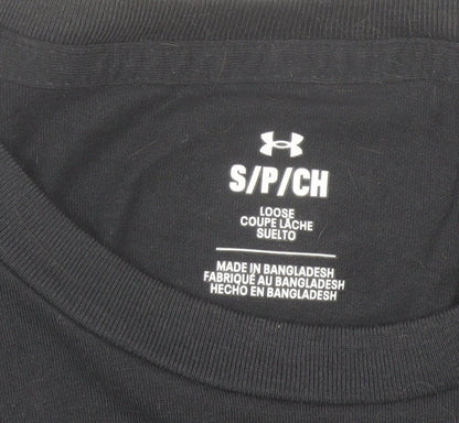 Under Armour Men's Black Loose Fit Cotton Blend Crew Neck T-Shirt Size S