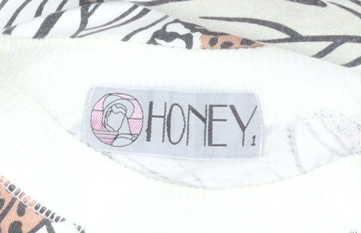 Honey Women's Multicoloured Animal Print Cotton T-Shirt XS