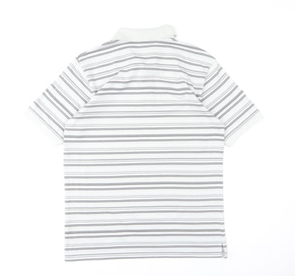 Lonsdale Mens White Striped Polo Shirt Size S Regular Fit