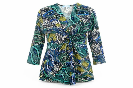 Aphorism Women's Multicoloured Wrap Blouse Size 12 Viscose Top