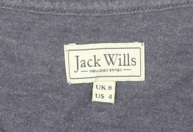 Jack Wills Womens Purple Floral Cotton Blend Crew Neck T-Shirt Size 8