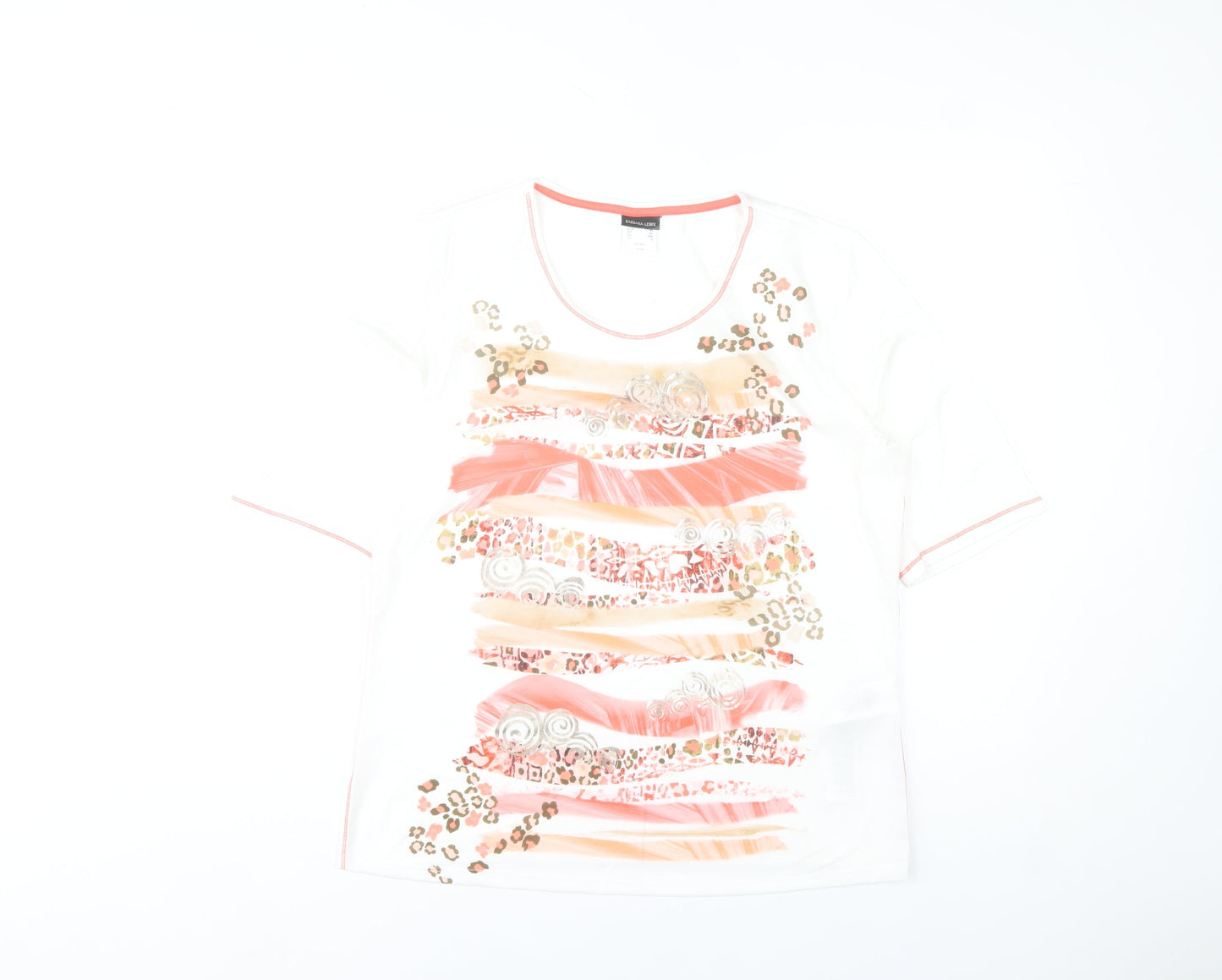 Barbara Lebek Womens Multicoloured Viscose Stretch T-Shirt Size 14R