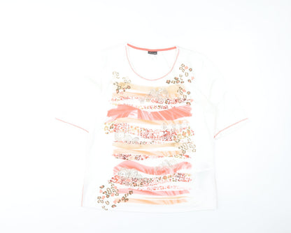 Barbara Lebek Womens Multicoloured Viscose Stretch T-Shirt Size 14R