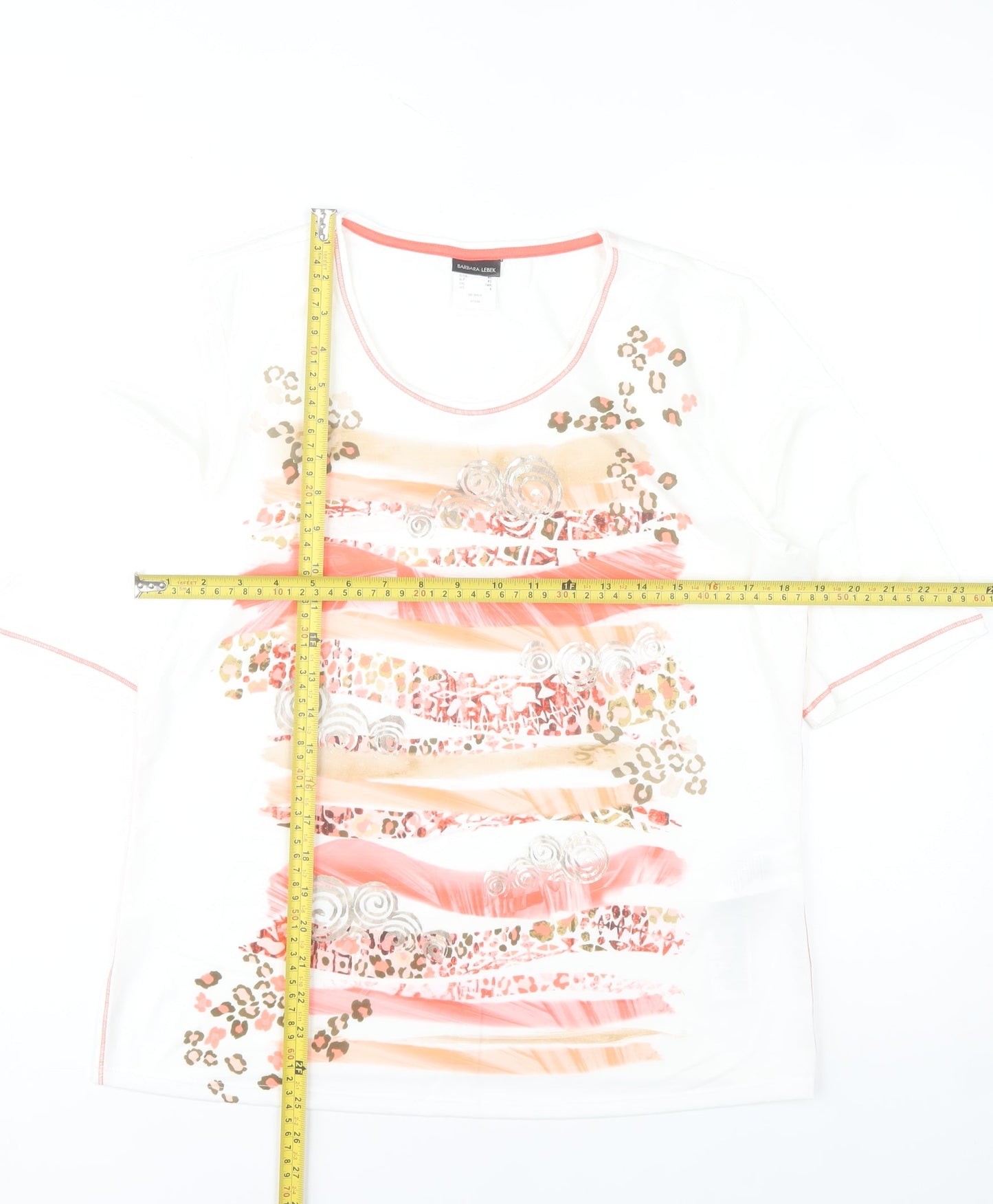 Barbara Lebek Womens Multicoloured Viscose Stretch T-Shirt Size 14R