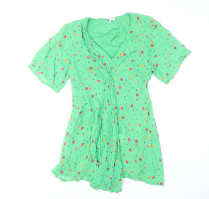 Studio by Preen Women's Green Floral Short Sleeve A-Line Dress Size 12