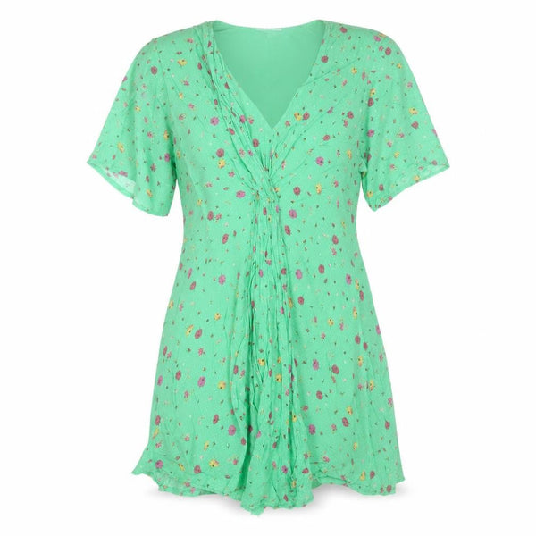Studio by Preen Women's Green Floral Short Sleeve A-Line Dress Size 12