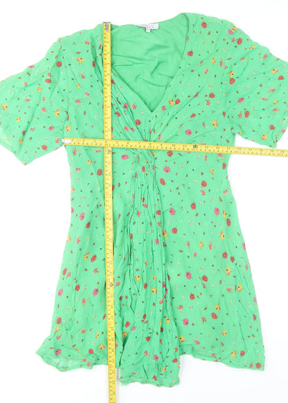 Studio by Preen Women's Green Floral Short Sleeve A-Line Dress Size 12