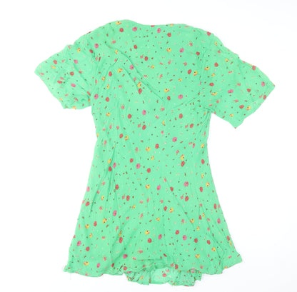 Studio by Preen Women's Green Floral Short Sleeve A-Line Dress Size 12