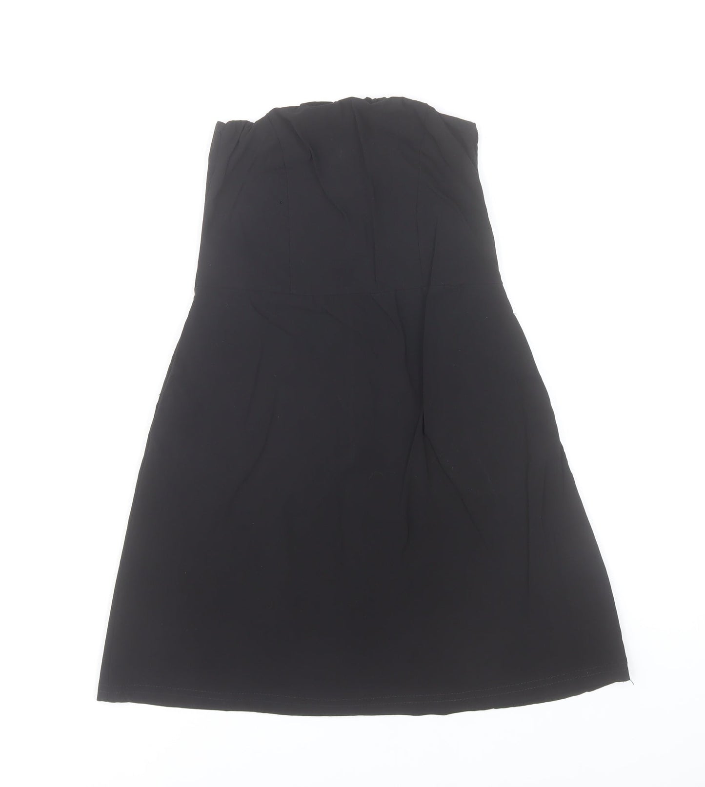 PrettyLittleThing Women's Black Strapless A-Line Knee Length Dress Size 8