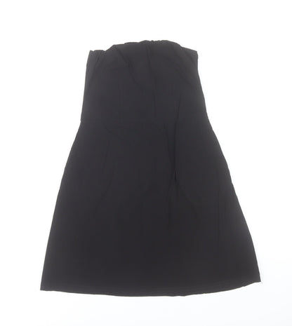 PrettyLittleThing Women's Black Strapless A-Line Knee Length Dress Size 8
