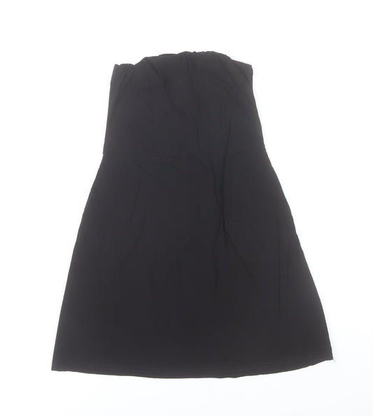 PrettyLittleThing Women's Black Strapless A-Line Knee Length Dress Size 8