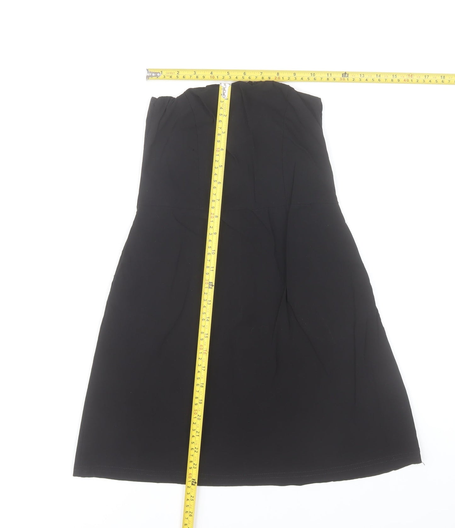 PrettyLittleThing Women's Black Strapless A-Line Knee Length Dress Size 8