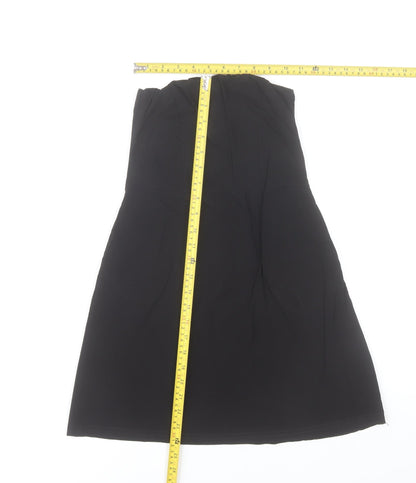 PrettyLittleThing Women's Black Strapless A-Line Knee Length Dress Size 8