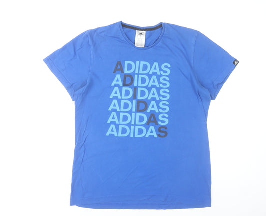 Adidas Men's Blue Small Graphic Logo Sports T-Shirt