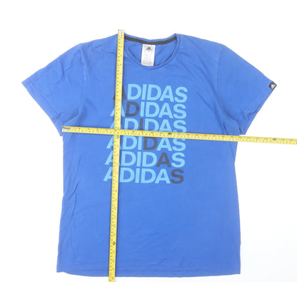 Adidas Men's Blue Small Graphic Logo Sports T-Shirt