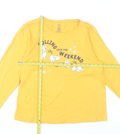 Disney Winnie the Pooh Yellow Women’s Long Sleeve Pyjama Top Size 12-14