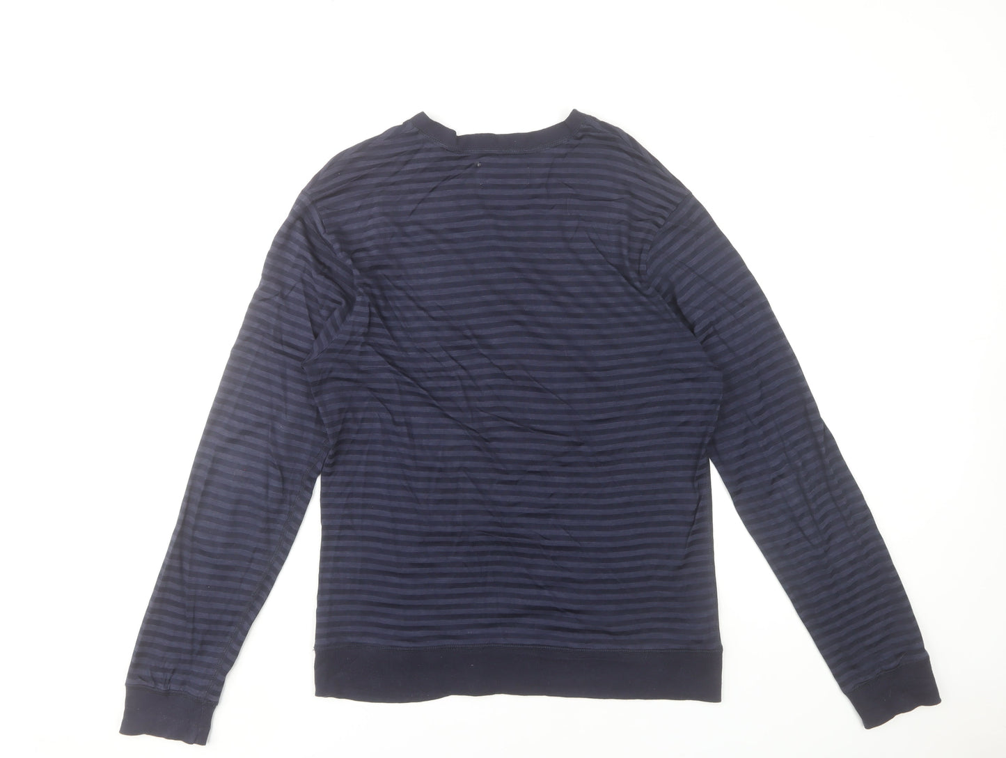Original Penguin by Munsingwear Men's Navy Striped V-Neck Long Sleeve T-Shirt M