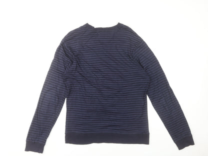 Original Penguin by Munsingwear Men's Navy Striped V-Neck Long Sleeve T-Shirt M
