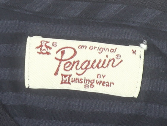 Original Penguin by Munsingwear Men's Navy Striped V-Neck Long Sleeve T-Shirt M