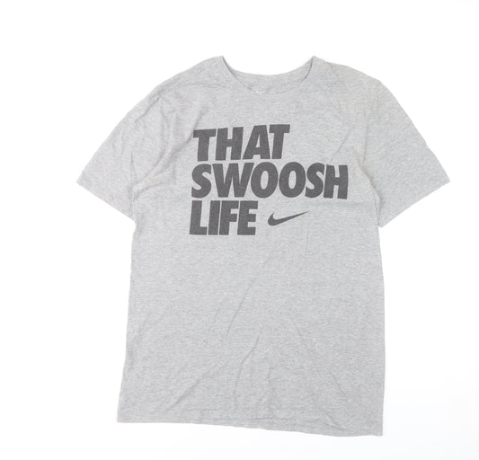 Nike Men's Grey That Swoosh Life Athletic T-Shirt Size M