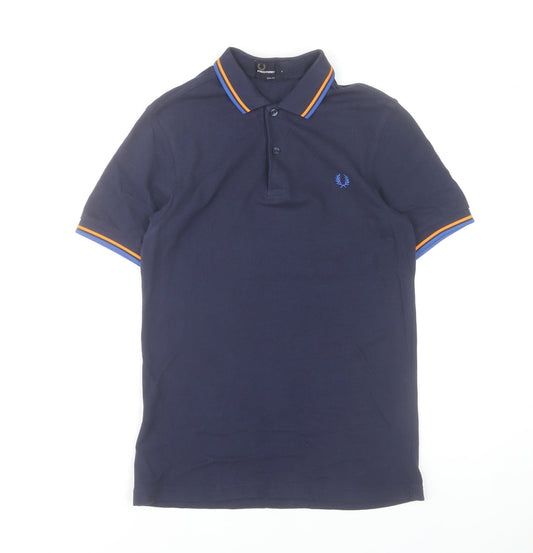 Fred Perry Men's Blue Slim Fit Polo Shirt Size S Classic Cotton