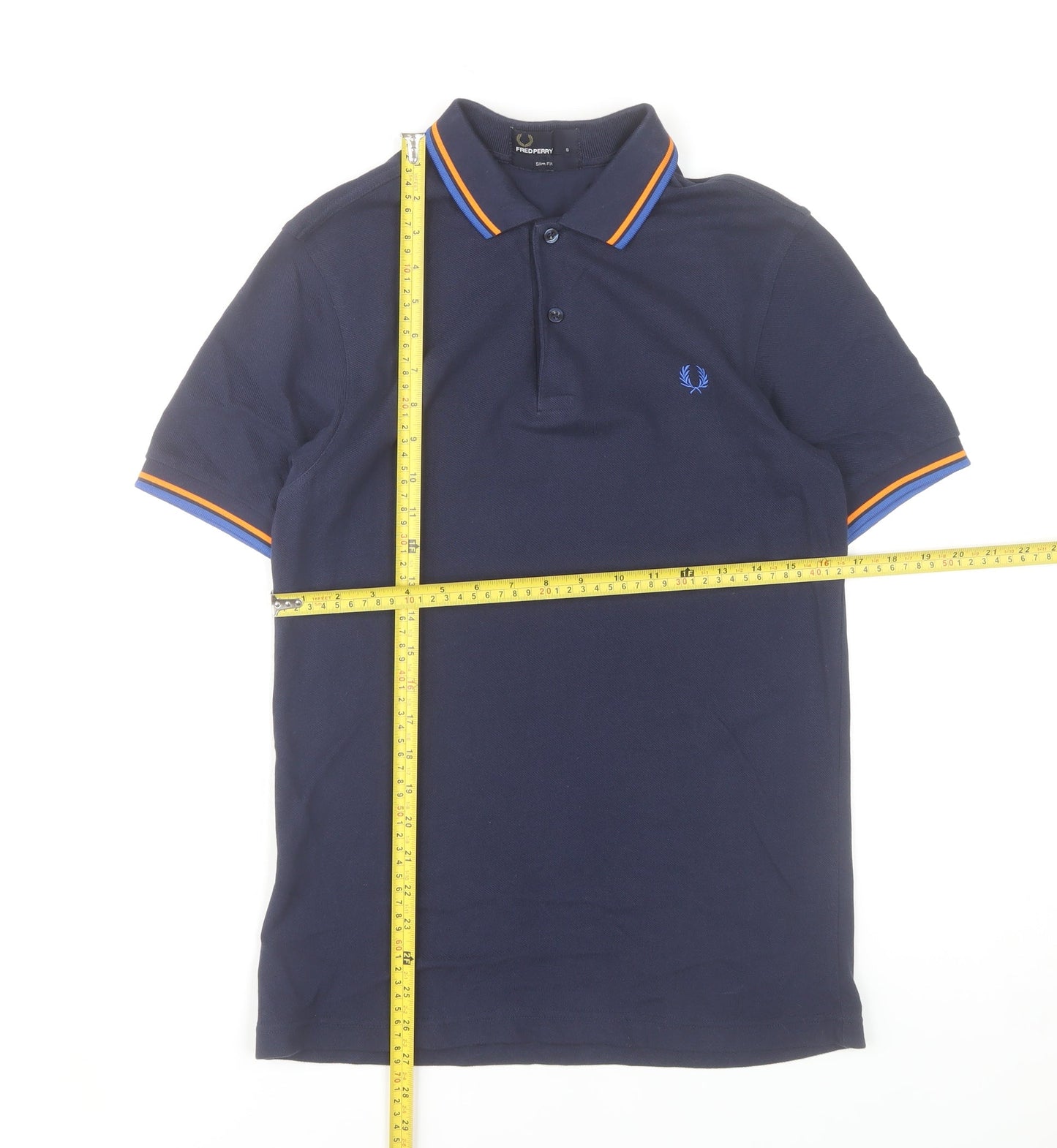 Fred Perry Men's Blue Slim Fit Polo Shirt Size S Classic Cotton
